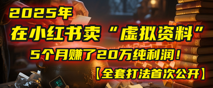 2025年在小红书卖“虚拟资料”,5个月赚了20万纯利润!【全套打法首次公开】躺盈网-网创项目资源站-副业项目-创业项目-搞钱项目躺盈网