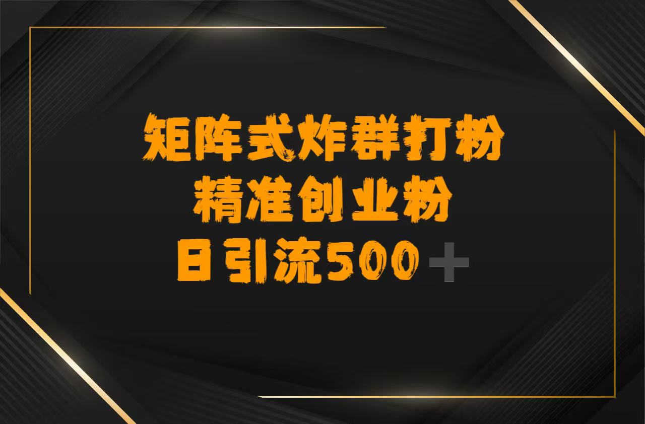 矩阵炸群打粉,日引流500➕精准创业粉躺盈网-网创项目资源站-副业项目-创业项目-搞钱项目躺盈网