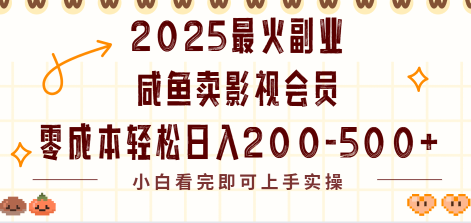 2025最火副业闲鱼卖vip影视会员，零成本日入200-500躺盈网-网创项目资源站-副业项目-创业项目-搞钱项目躺盈网