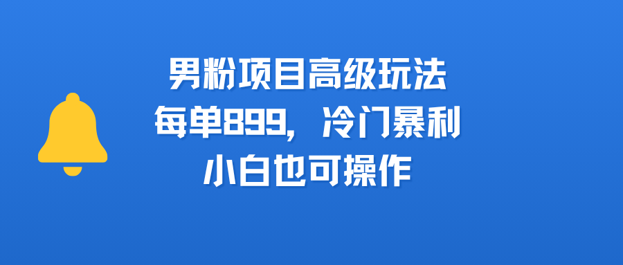 男粉项目高级玩法,每单899,冷门暴利,小白也可操作躺盈网-网创项目资源站-副业项目-创业项目-搞钱项目躺盈网