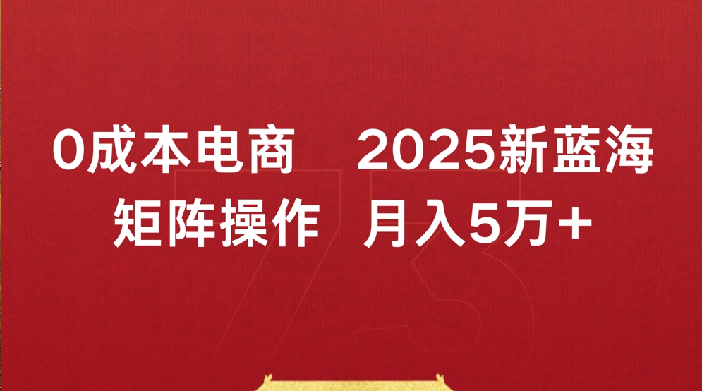 0成本电商2025新蓝海矩阵操作 月入5万+躺盈网-网创项目资源站-副业项目-创业项目-搞钱项目躺盈网
