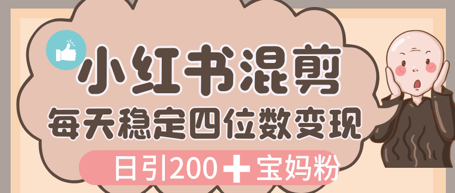 价值 3980 的小红书混剪, 虚拟变现,日引 200+宝妈创业粉,每天稳定四位数变现躺盈网-网创项目资源站-副业项目-创业项目-搞钱项目躺盈网