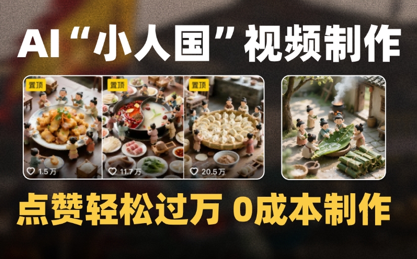 爆款1000W+微缩景观迷你小人国AI视频,0成本制作全流程教学躺盈网-网创项目资源站-副业项目-创业项目-搞钱项目躺盈网
