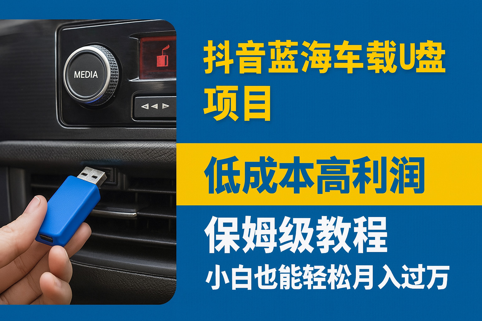 抖音蓝海车载U盘项目，低成本高利润保姆级教程，小白也能轻松月入过万躺盈网-网创项目资源站-副业项目-创业项目-搞钱项目躺盈网