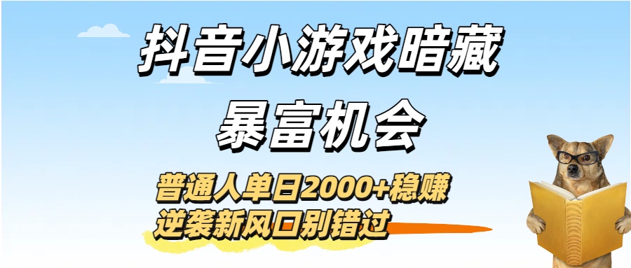 抖音小游戏暗藏暴富机会!普通人单日2000+稳赚,逆袭新风口别错过躺盈网-网创项目资源站-副业项目-创业项目-搞钱项目躺盈网