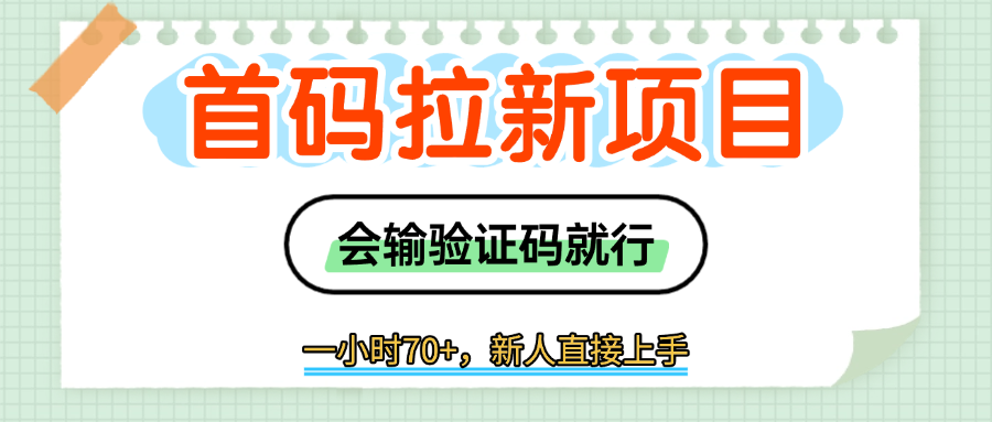 首码拉新,会输入验证码就行,一小时70+躺盈网-网创项目资源站-副业项目-创业项目-搞钱项目躺盈网