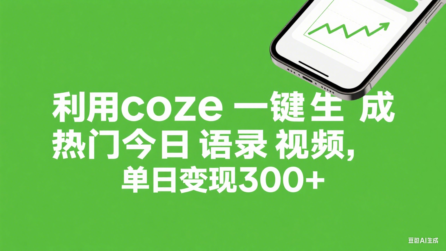 利用coze一键生成热门今日语录视频,单日变现300+躺盈网-网创项目资源站-副业项目-创业项目-搞钱项目躺盈网