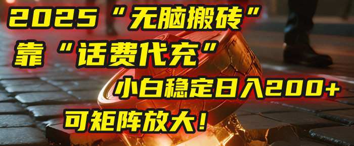 无脑搬砖项目：靠“话费代充”，小白稳定日入200+，可矩阵放大！躺盈网-网创项目资源站-副业项目-创业项目-搞钱项目躺盈网