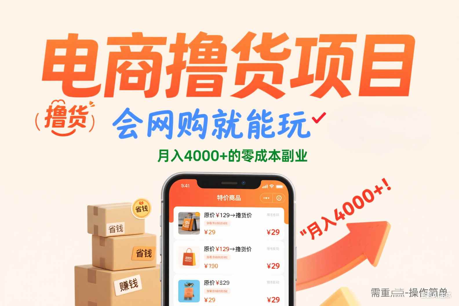 电商撸货项目，会网购就能玩，月入4000+的零成本副业躺盈网-网创项目资源站-副业项目-创业项目-搞钱项目躺盈网