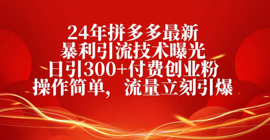 25年拼多多最新暴利引流技术曝光、日引300+付费创业粉操作简单,流量立刻引爆躺盈网-网创项目资源站-副业项目-创业项目-搞钱项目躺盈网