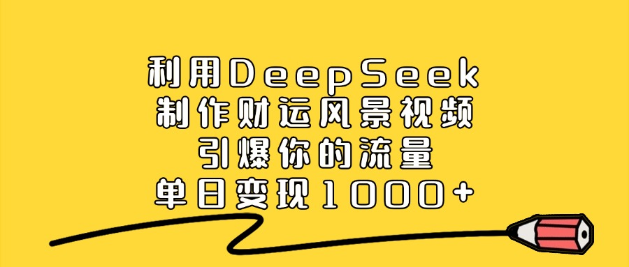利用DeepSeek制作财运风景视频，引爆流量，单日变现1000+躺盈网-网创项目资源站-副业项目-创业项目-搞钱项目躺盈网